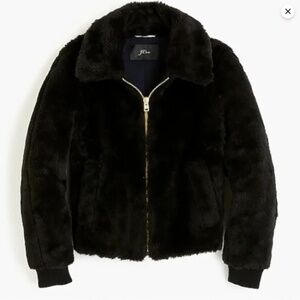 J.Crew Black Sherpa Bomber Jacket